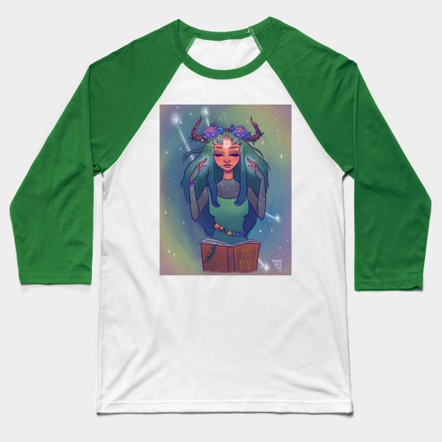 Taurus Witch Baseball T-Shirt by mooneyesart